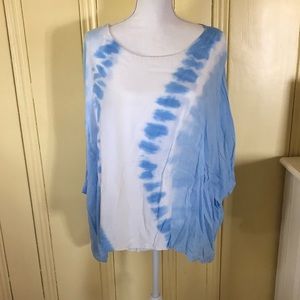 flowy blue and white tunic